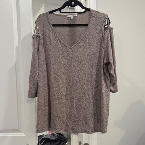 Brown Cold Shoulder Top